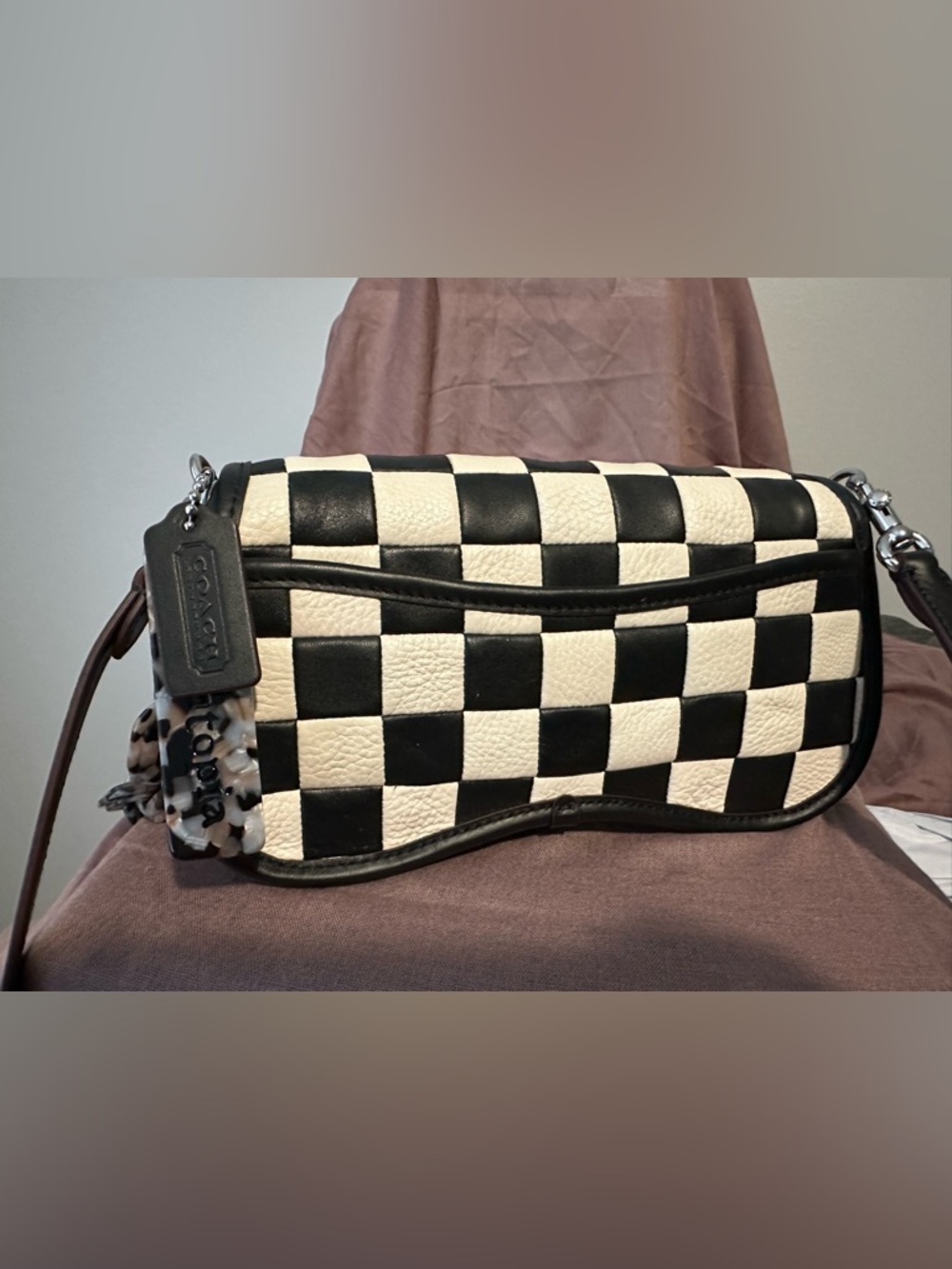 Coach coachtopia wavy dinky Checkerboard leather black & white - Picture 3 of 7